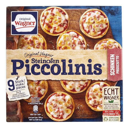 Wagner PICCOLINIS diepvries pizza schinken 9x30g | Colruyt
