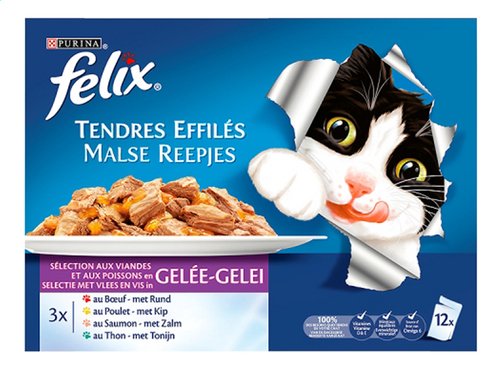 Felix Nourriture Pour Chat Bouchees En Gelee Viande Poisson 12x100g Sachet Colruyt Felix Nourriture Pour Chat Bouchees En Gelee Viande Poisson 12x100g Sachet Colruyt